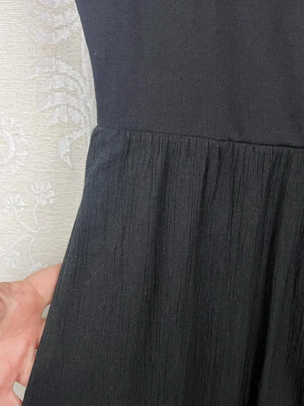 LOFT Beach Twist Shoulder Mixed Media Pocket Dress black flowy vacation XL NEW - Picture 4 of 10